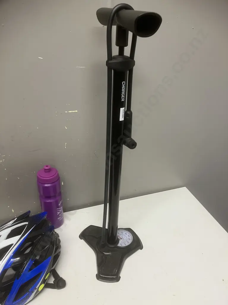 Bontrager Charger Floor Pump, Livall Bling (54-62cm) Helmet, Water Bottle Image 1++