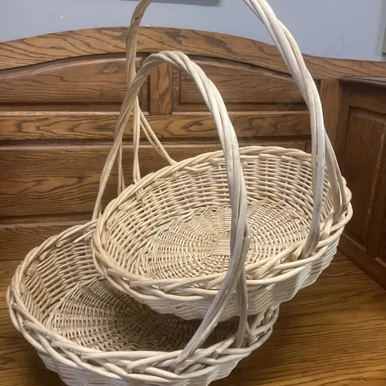 Pair of Large Woven Cane Handled Baskets. 56 x 55cm