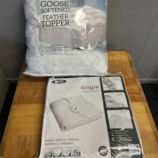 Double Size Domus Compello Goose Softened Feather Topper & Single Zip Electric Blanket