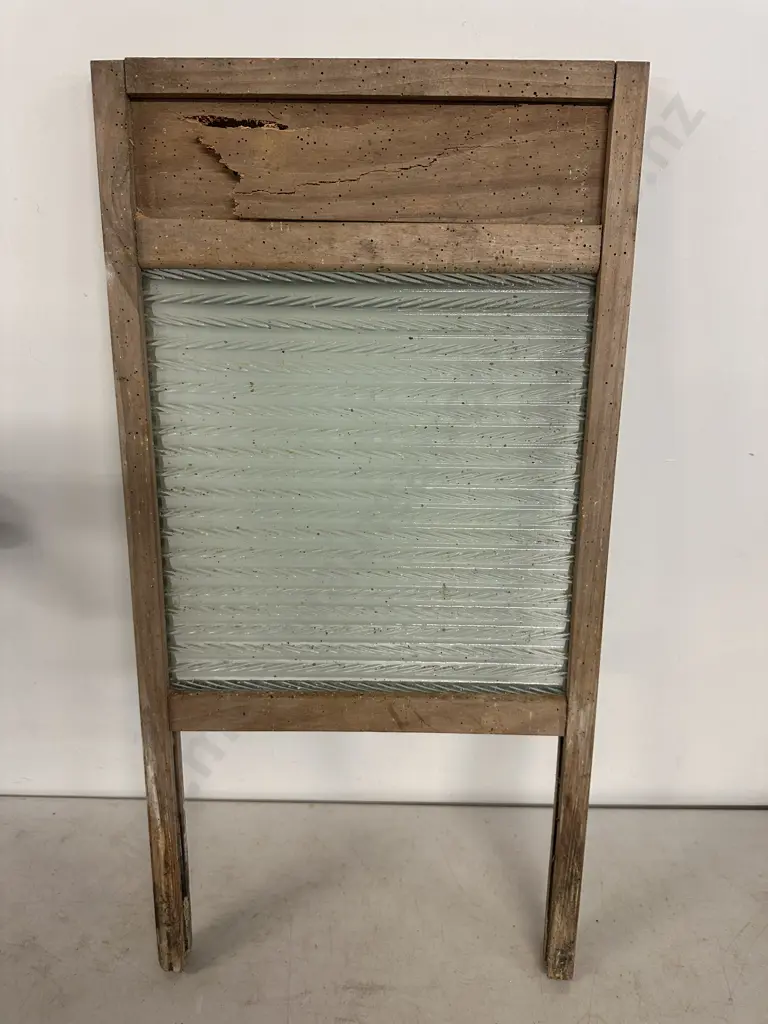 Antique Wash Board, Crystal Cascade Wavey Glass (Borer Evident) 64 x 32cm Image 1++
