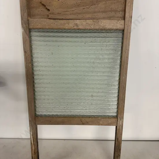 Antique Wash Board, Crystal Cascade Wavey Glass (Borer Evident) 64 x 32cm