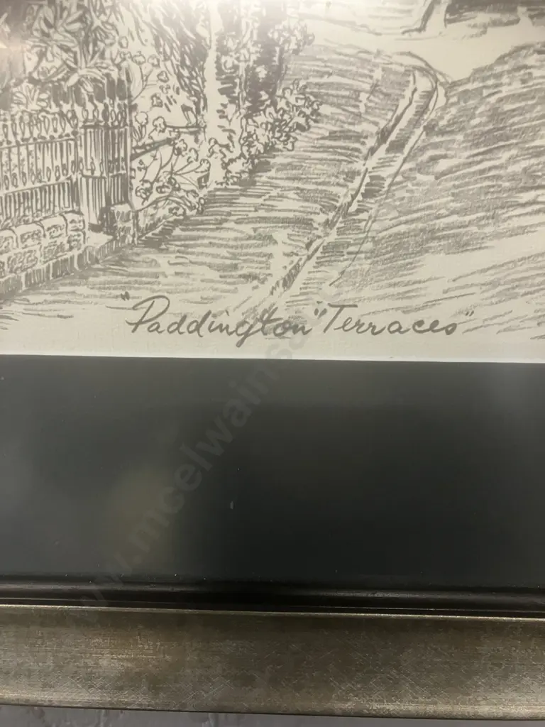 Cedric Emanuel, Australia (1906 - 1995), "Paddington Terraces" 51 x 85cm. Framed Using Conservation Glass Image 1++