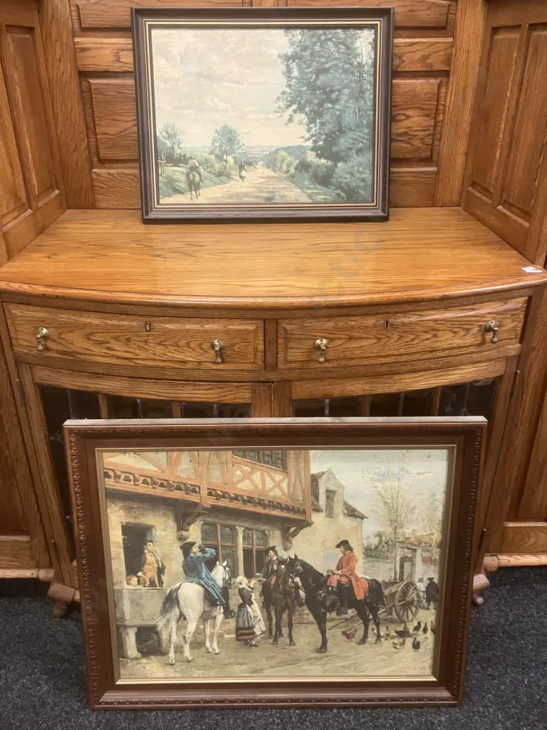 Vintage Framed Prints - Corot "Le Route de Sèvres" (49 x 62cm) & Meissonier "Halt at an Inn" (66 x 81cm) Image 1++