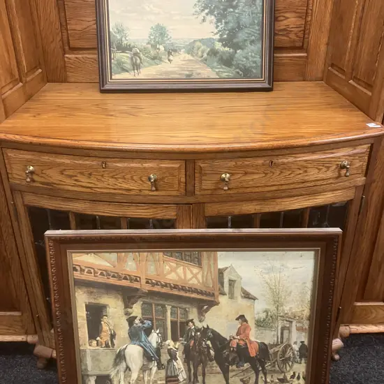 Vintage Framed Prints - Corot "Le Route de Sèvres" (49 x 62cm) & Meissonier "Halt at an Inn" (66 x 81cm)