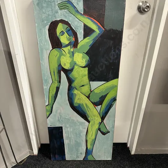 Female Nude Oil Painting On Canvas, Signed. 120 x 50cm.