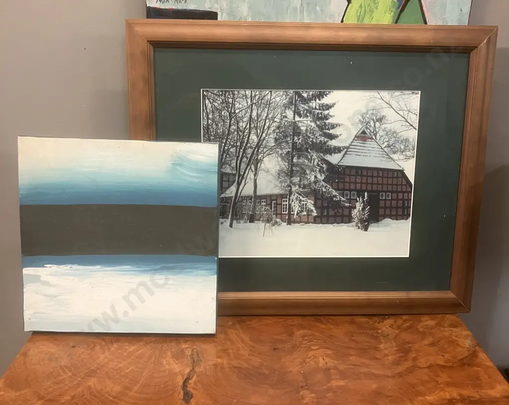 German Fachwerkhaus In Snow & Small Canvas Art Image 1++