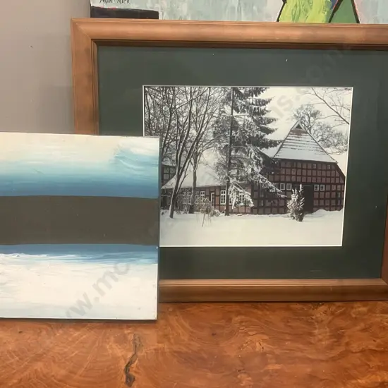 German Fachwerkhaus In Snow & Small Canvas Art