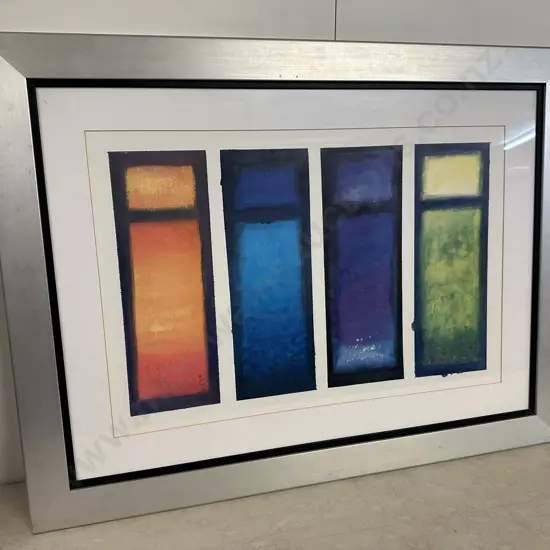 Silver Framed Art Print Titled 'Four Meditations' By Ian Scott Massie H79 W104cm