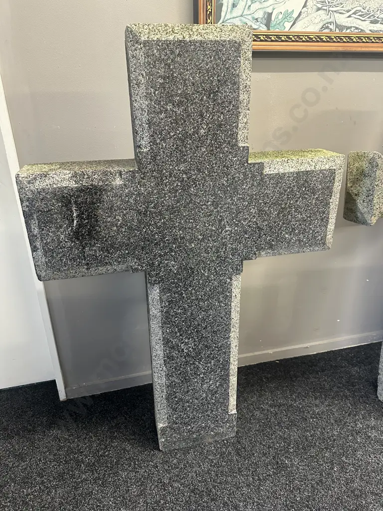 French Vineyard Field Cross - Solid Granite. Circa 20th Century. H126 W83 D15cm. Image 1++