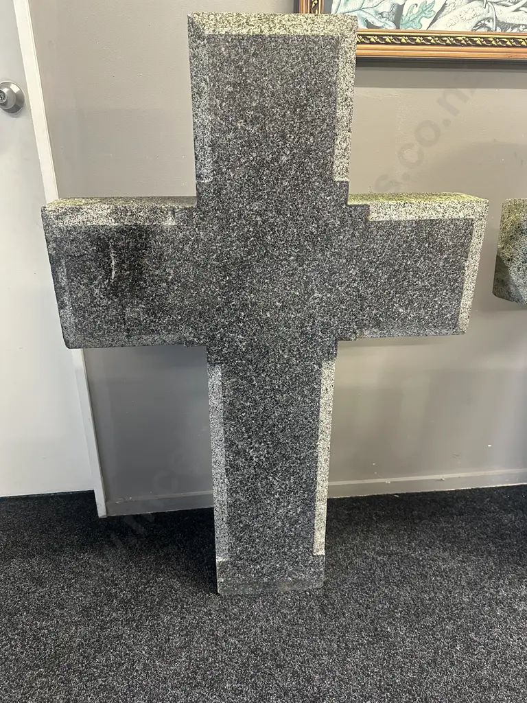 French Vineyard Field Cross - Solid Granite. Circa 20th Century. H126 W83 D15cm. Image 1++