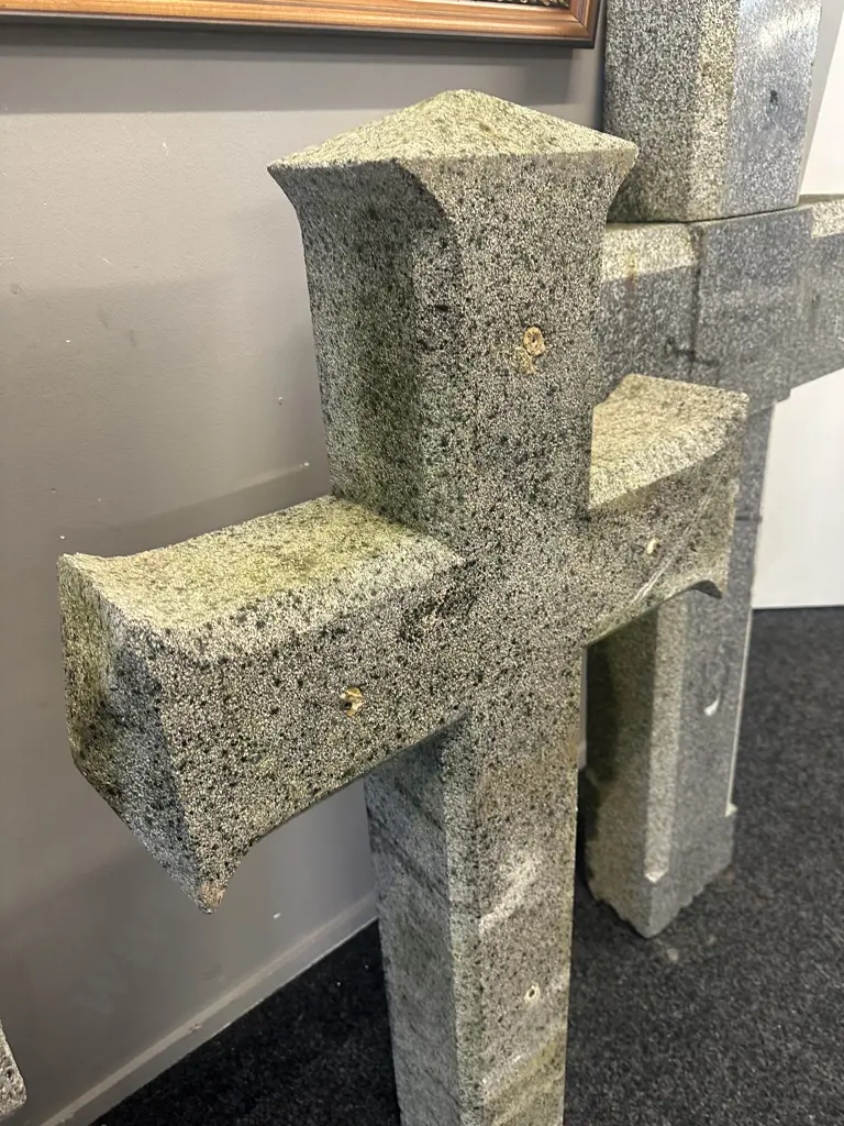 Solid Granite French Vineyard Crucifix. Circa 20th Century. H122 W67 D15cm. Image 1++