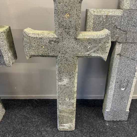 Solid Granite French Vineyard Crucifix. Circa 20th Century. H122 W67 D15cm.