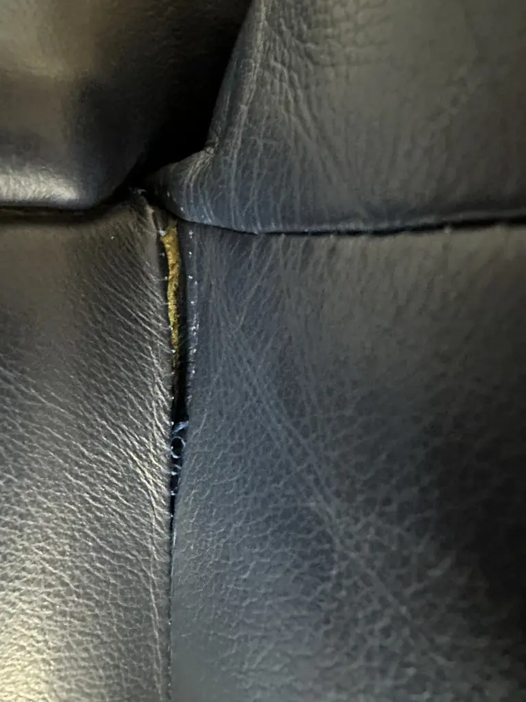 Pair Of Navy Leather Armchairs Rolled Arm Wooden Feet Image 1++