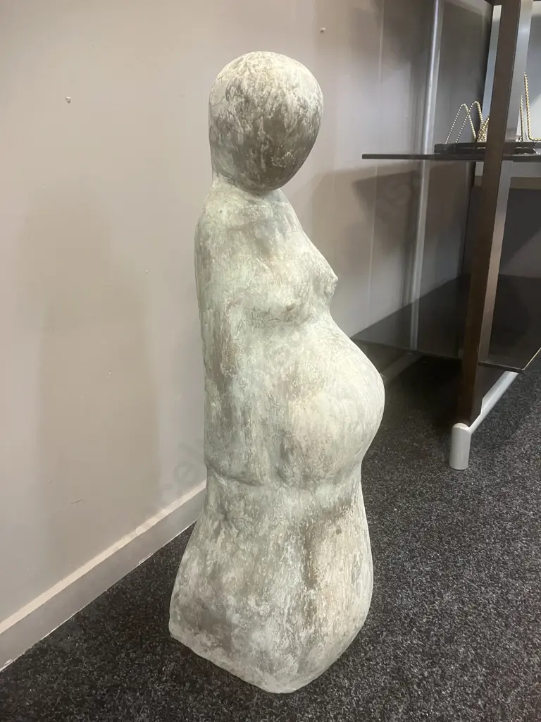 Modernist Pregnant Lady Fibrous Cement Garden Statue. H76cm Image 1++