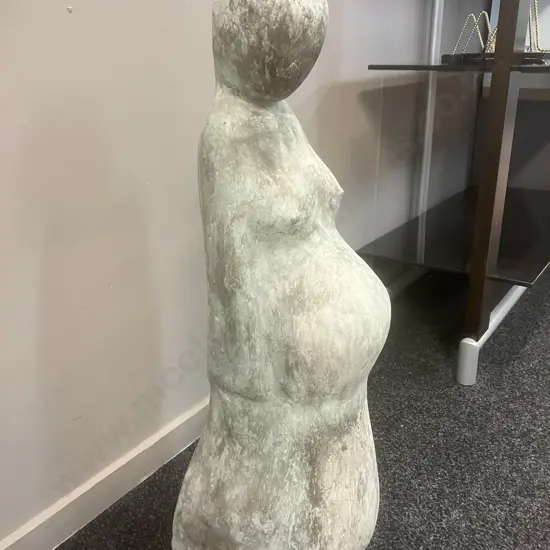 Modernist Pregnant Lady Fibrous Cement Garden Statue. H76cm