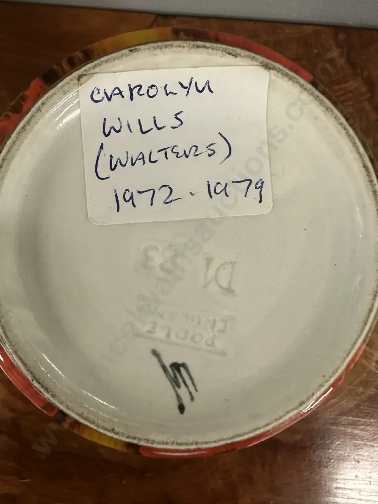 Poole Pottery Delphis Vase Signed Carolyn Wills Orange With Abstract Glaze Pattern #D183 H15cm. Image 1++