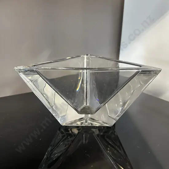 Authentic Swedish Orrefors Crystal Triangle Bowl 