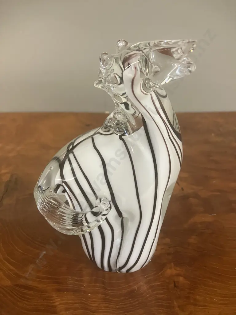 Vintage Hand Blown Art Glass Zebra Figurine. H16cm Image 1++