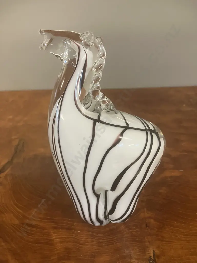 Vintage Hand Blown Art Glass Zebra Figurine. H16cm Image 1++