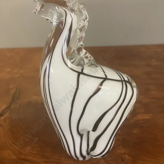 Vintage Hand Blown Art Glass Zebra Figurine. H16cm
