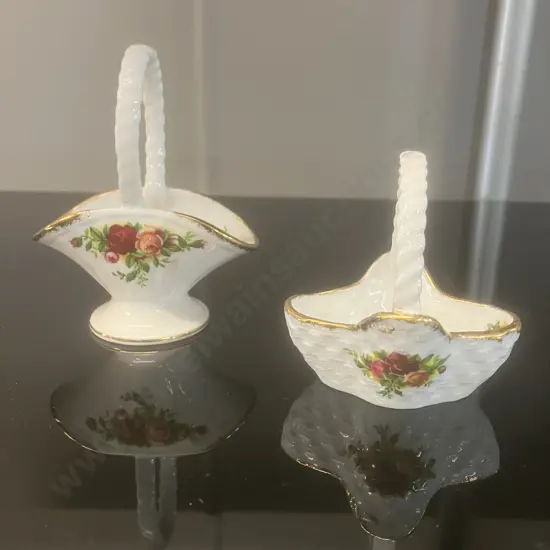 Royal Albert Old Country Roses Bone China Handled Baskets -  Made in England. 1962-1973  & 1973-1993