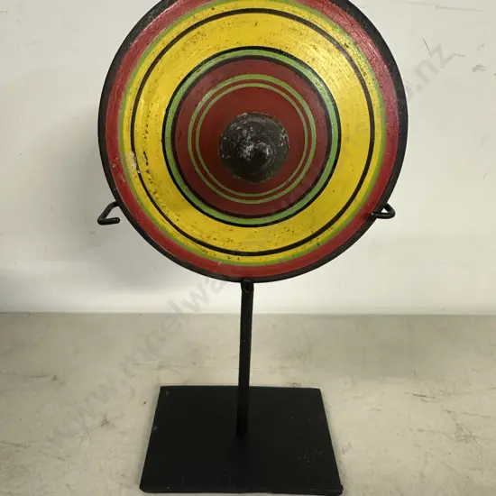 Decorative Wooden Spinning Top Ornament On Stand H24cm.
