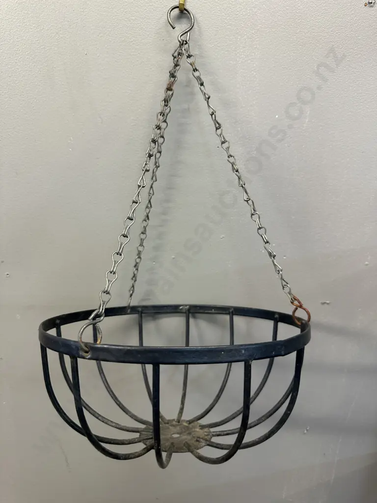 Black Wrought Hanging Basket H55cm. Image 1++