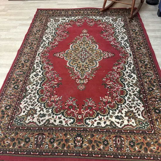 Vintage Floor Rug Red/Green/Cream 220x160cm.