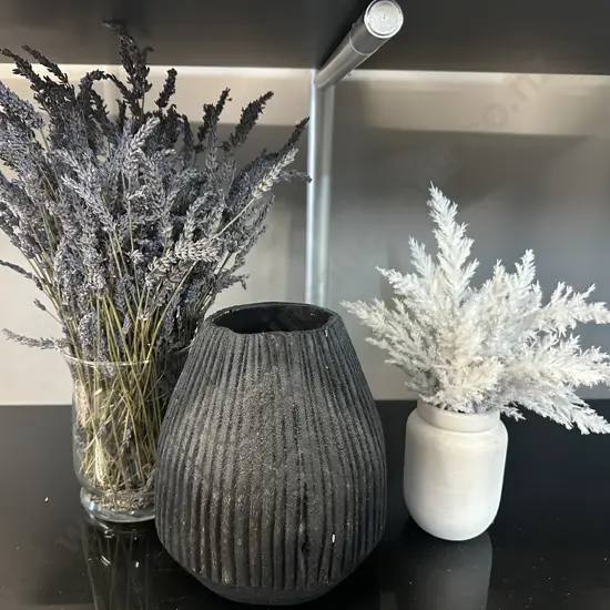 Decorative Vases x3 With Faux Flowers