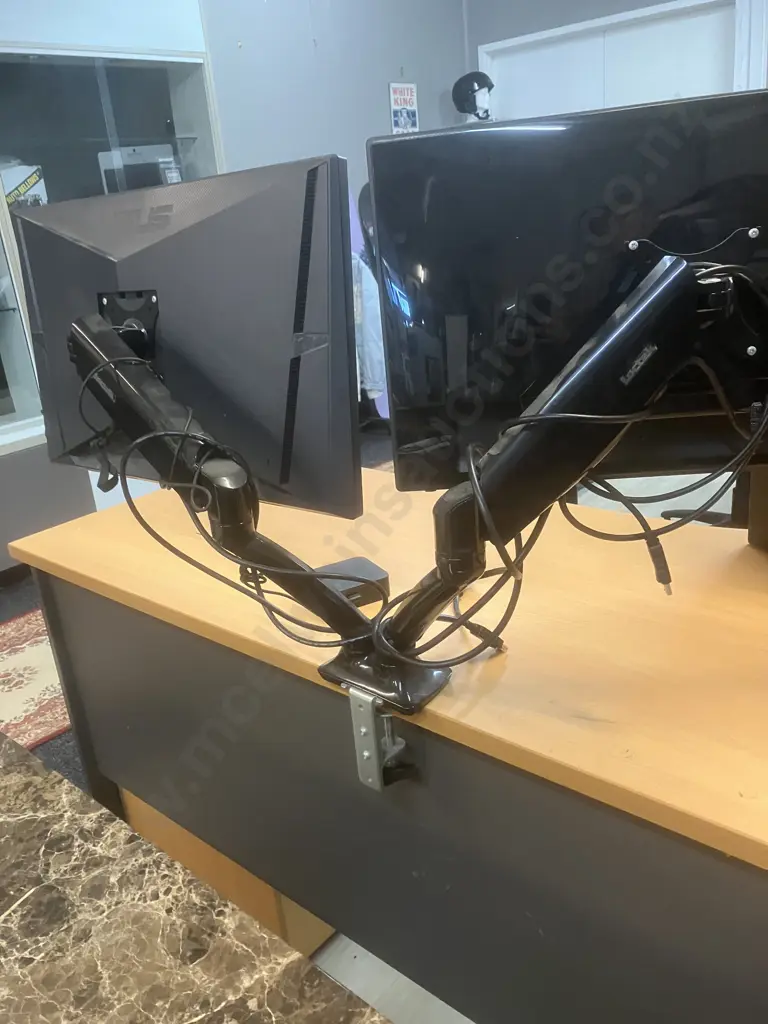 ASUS Gaming Monitors - ROG Swift PG279QE 27" LED IPS 1ms & VG248QE 24" 144Hz LCD, Loctek Dual Gas Spring Monitor Mount Image 1++