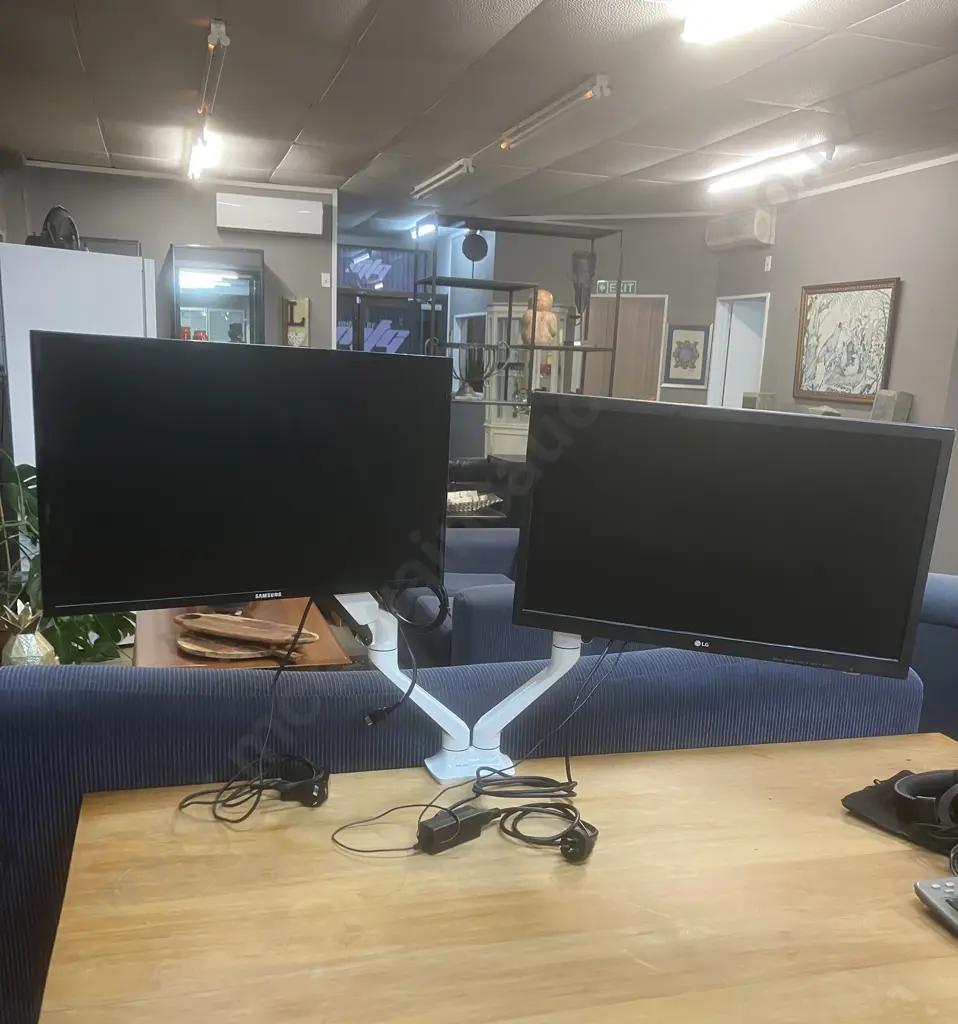 Samsung S24F350F 24" PLS Full HD Monitor & LG Monitor With Loctek Dual Gas Spring Monitor Mount Image 1++