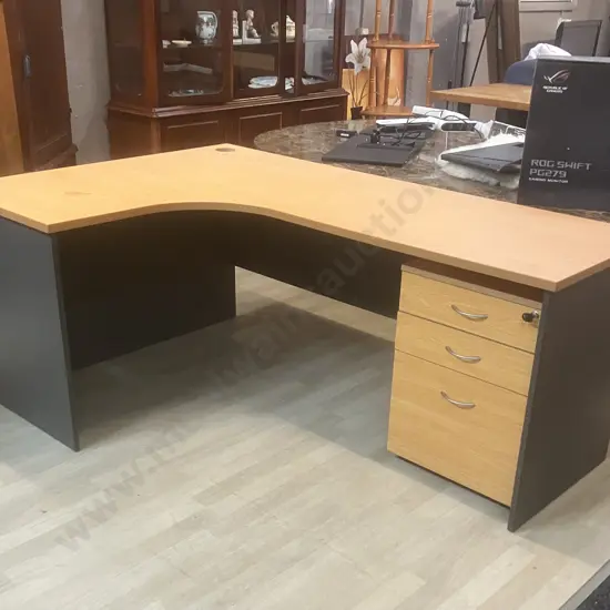 Computer Desk With Mobile Filer. H74 L120 W180cm