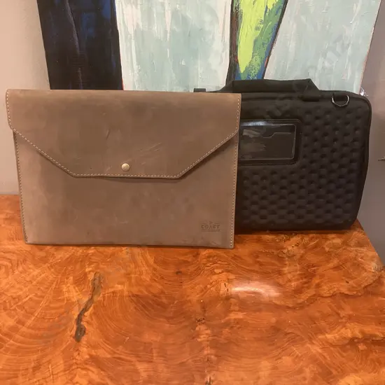 COAST Portfolio - Italian Leather, New Zealand Made With a NZSTEM Hard Shell Laptop Sleeve