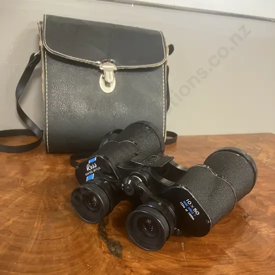 Vintage Ross Binoculars (Japan B133 Optics) 10x50 Wide Angle (122m at 1000m) Quick Focus, With Case