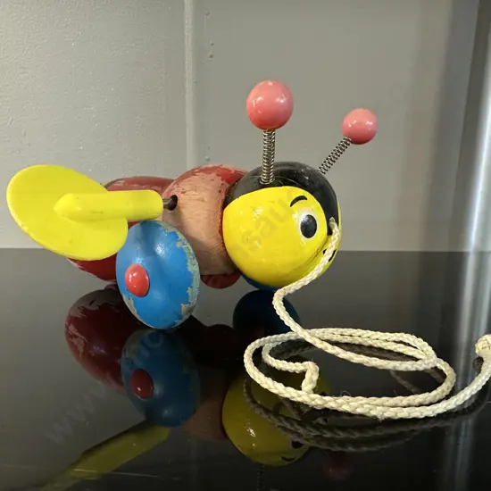 Vintage Buzzy Bee Wooden Pull Along