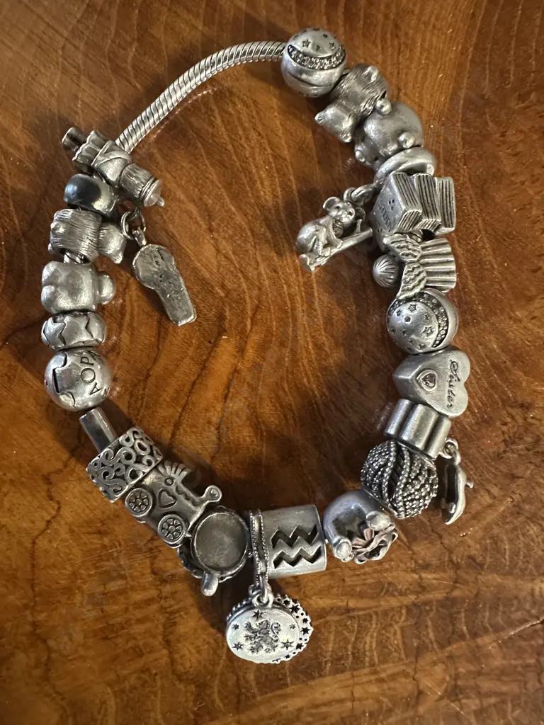 Silver Pandora Bracelet & Assorted Charms Including 925 Image 1++