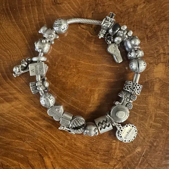 Silver Pandora Bracelet & Assorted Charms Including 925