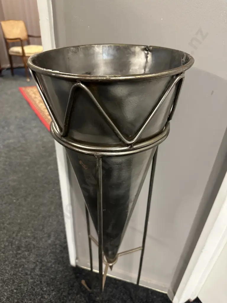 Decorative Metal Conical Vase On Stand H100cm. Image 1++
