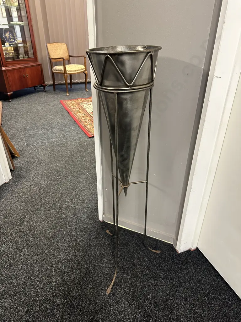 Decorative Metal Conical Vase On Stand H100cm. Image 1++