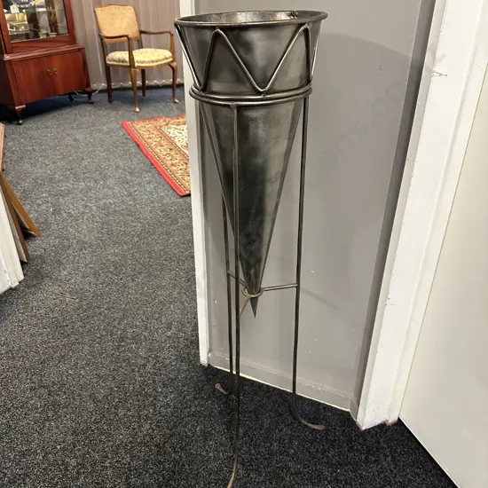Decorative Metal Conical Vase On Stand H100cm.