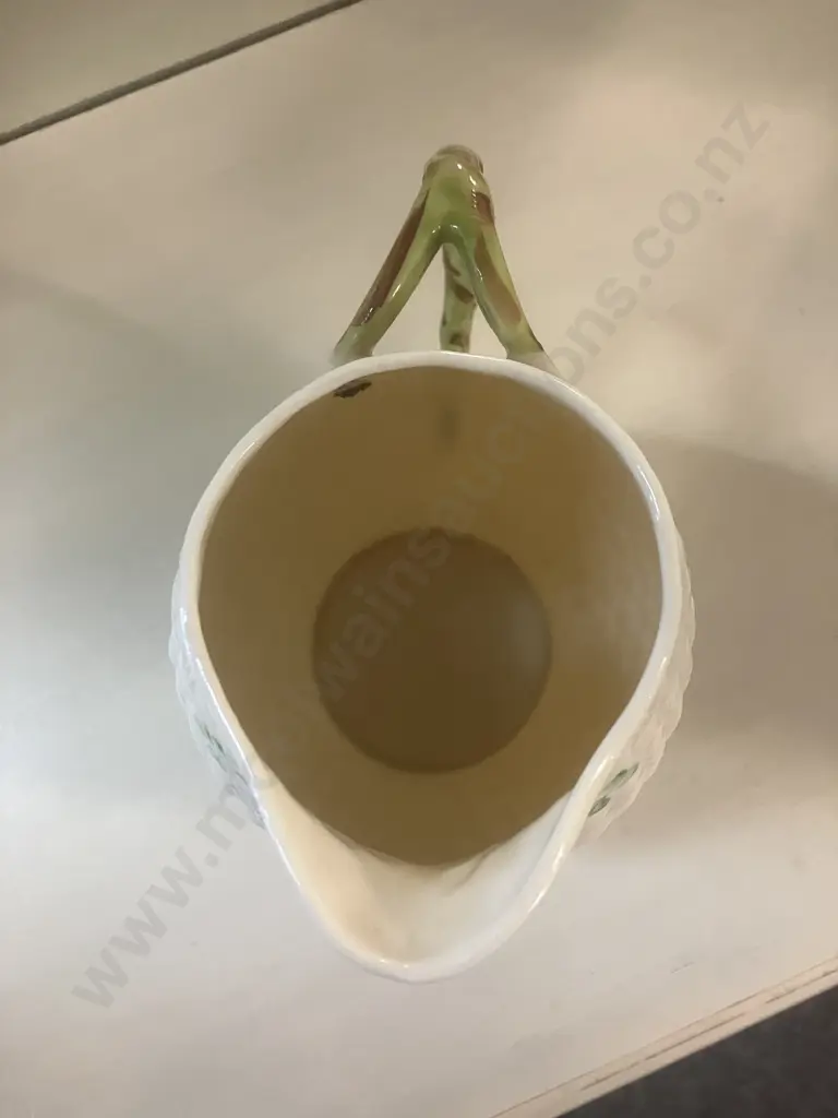 Belleek Ireland Shamrock Basket Weave Porcelain Pitcher. H16cm (Stamped 6th Mark.1965-1980) Image 1++
