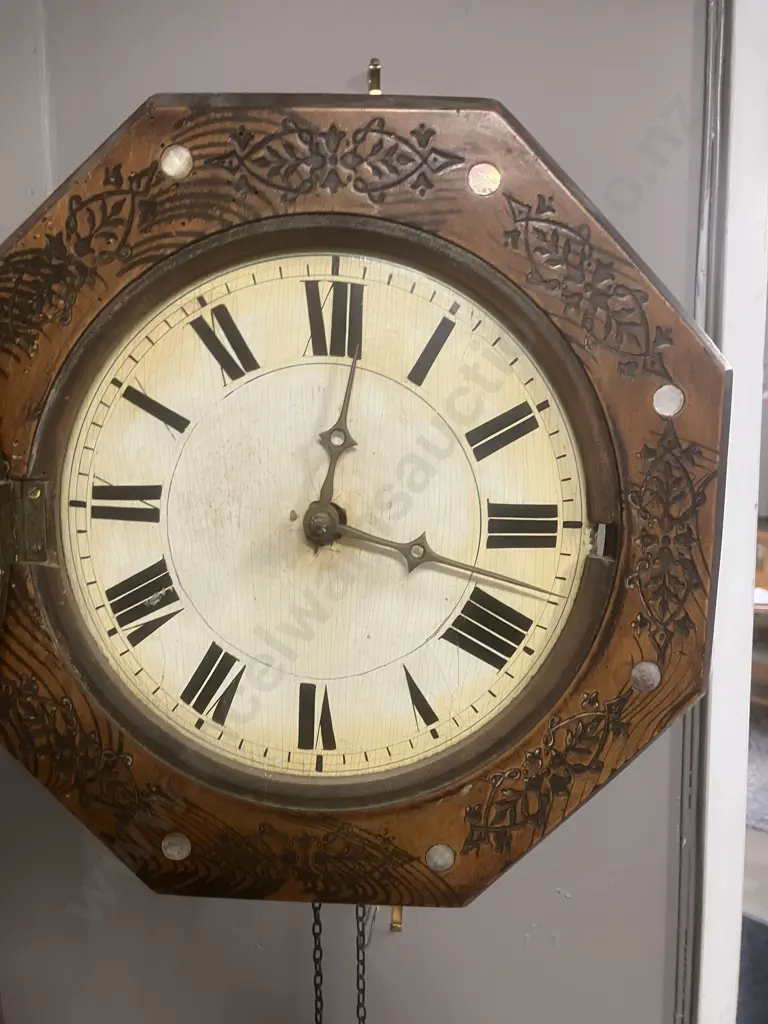 Antique Victorian Rosewood Wag On The Wall Clock, Inlaid With Mother Of Pearl. (Circular Dial 21cm) Image 1++