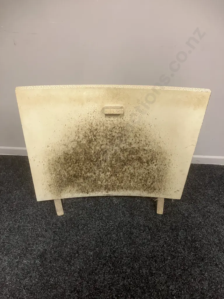 Vintage Curved Fireside Screen With Cream Crackle Finish & Raised Floral Details. 64 x 74cm Image 1++
