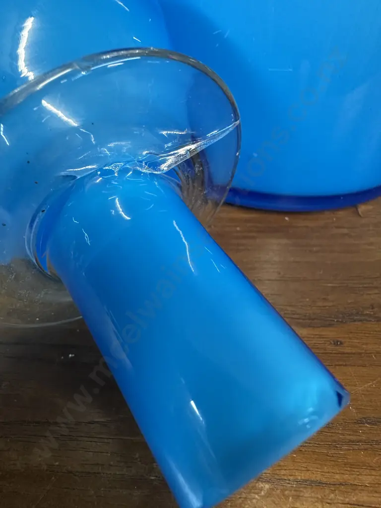 Light Blue Glass Decanter H46cm, (crack in stopper) H46cm. Image 1++
