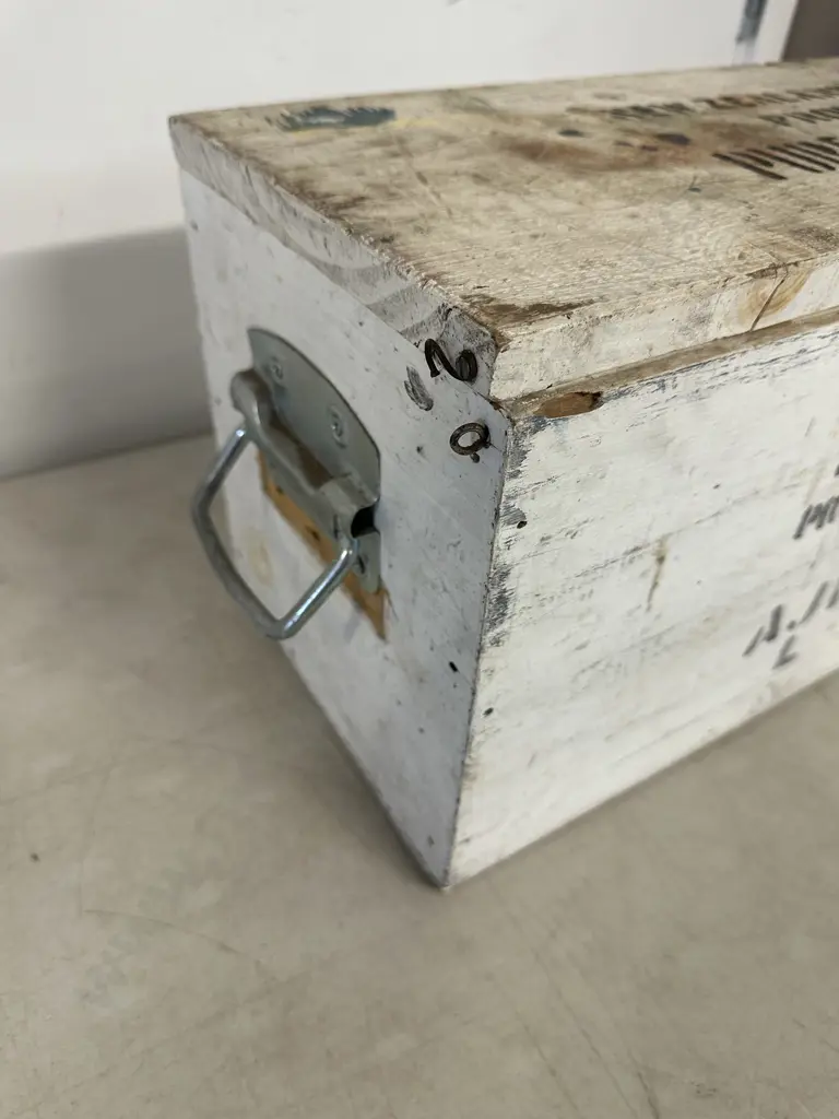 Vintage Wooden Storage Box Stenciled Text Branded For New Zealand Pure Honey Producers H26 W50 D23cm. Image 1++