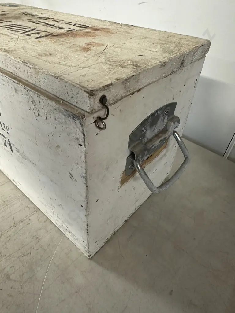 Vintage Wooden Storage Box Stenciled Text Branded For New Zealand Pure Honey Producers H26 W50 D23cm. Image 1++