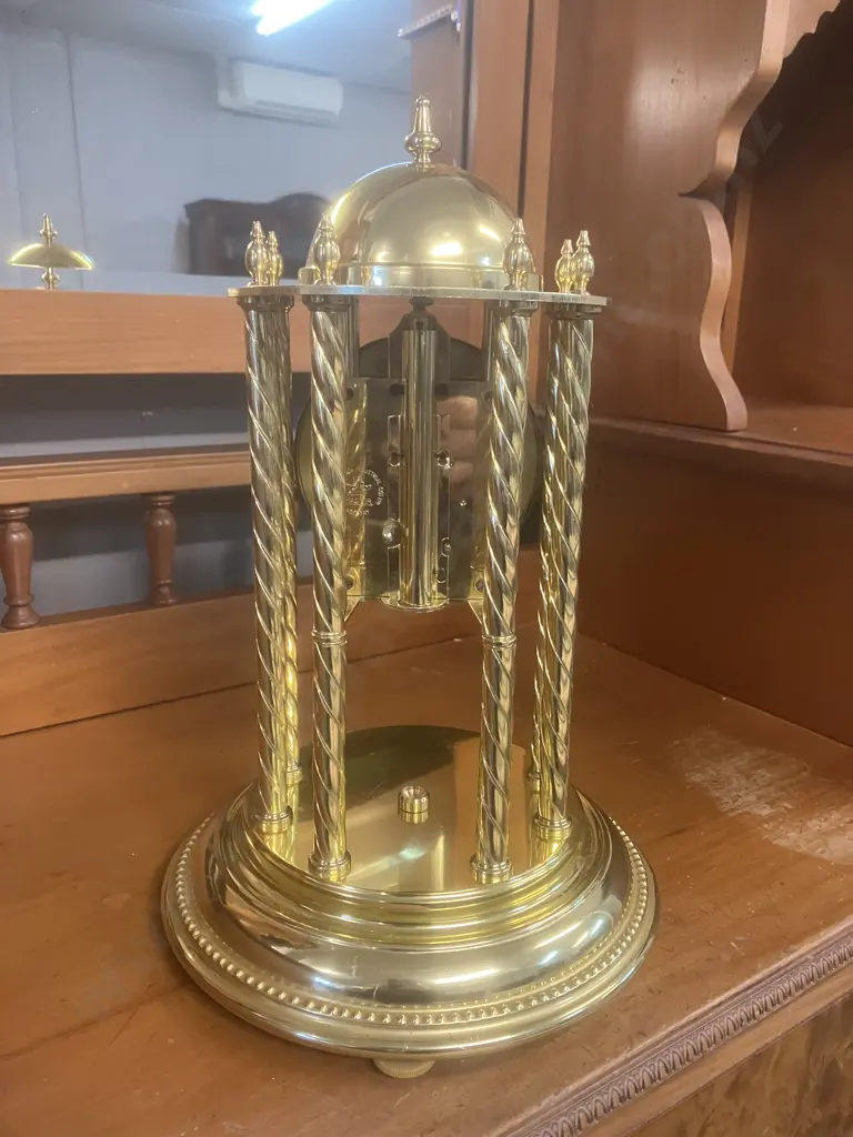 Nisshin Master Japan 400 Day Anniversary Glass Dome Mantle Clock with Key. H36cm (AF) Image 1++
