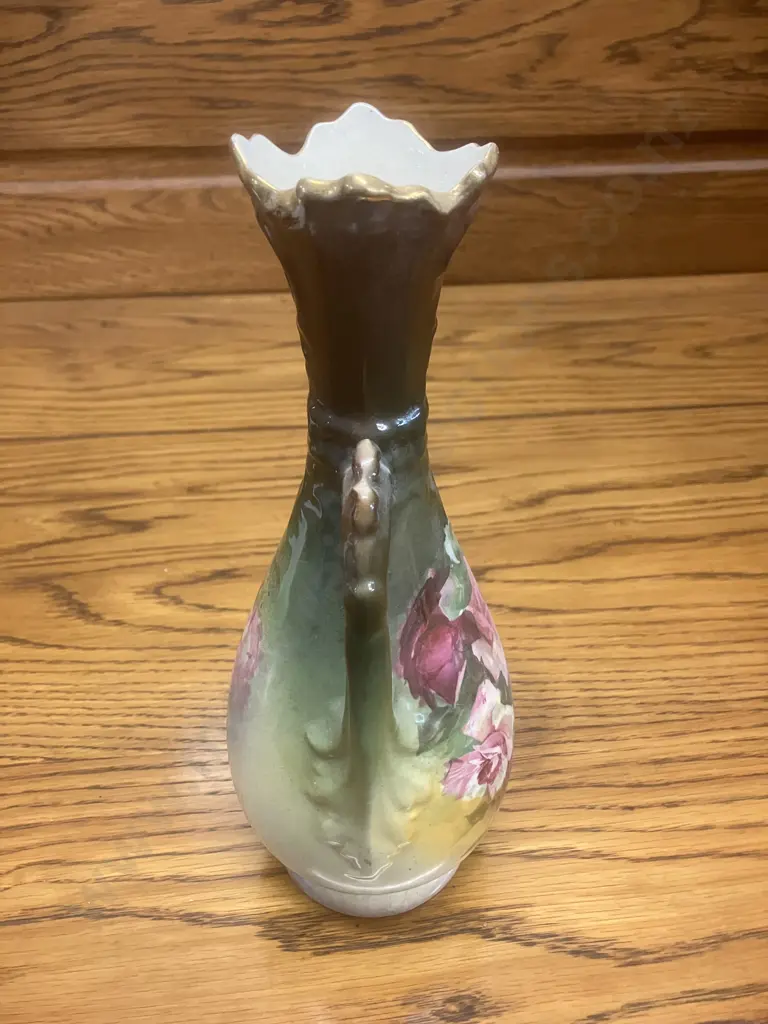 Antique Art Nouveau Hand Painted Floral Vase. 28cm Image 1++