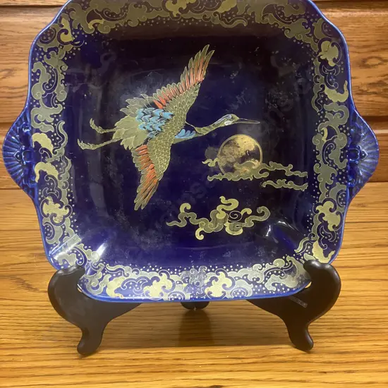 Antique 1920's Golden Moon H.H.&G Ltd (Hales Hancock & Godwin) England 27cm Double Handled Plate