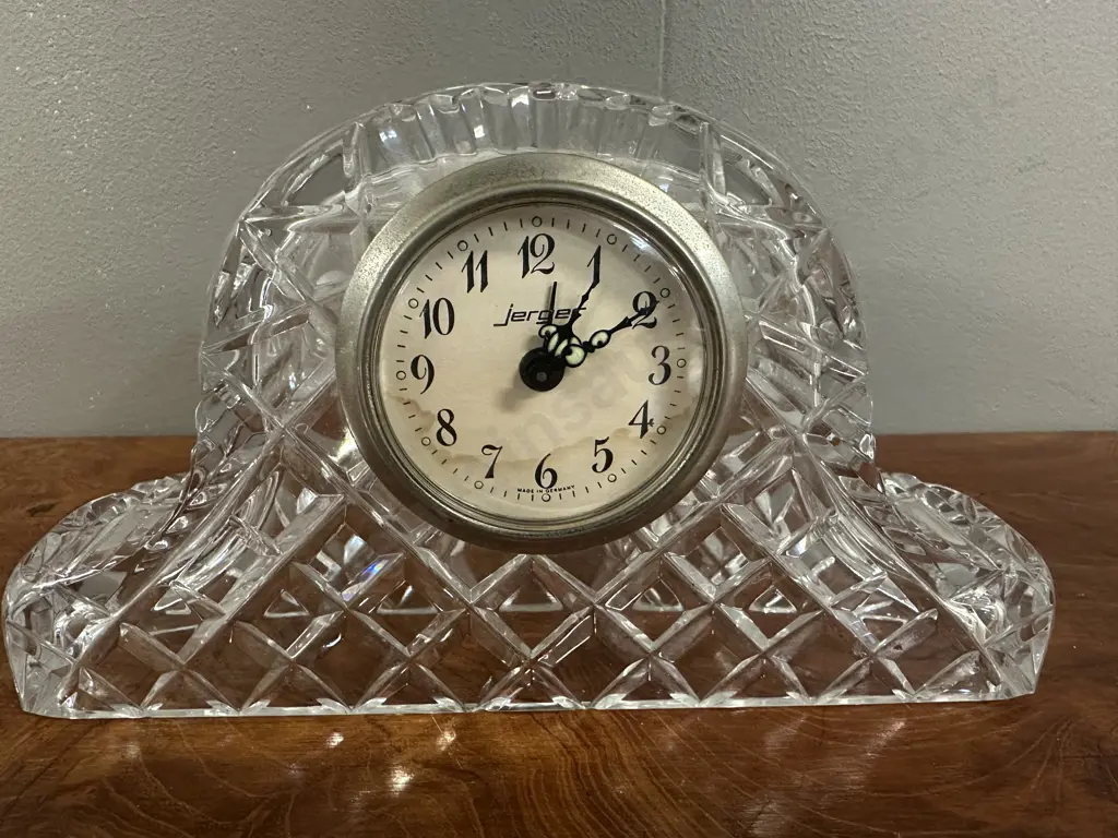 Vintage German Jerger Crystal Mantel Clock Image 1++